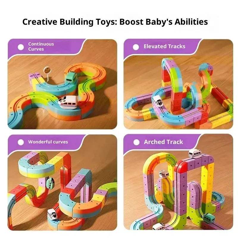 Magnetic Track Set With 100 Pieces AntiGravity Vehicles STEM Toy - ToylandEU