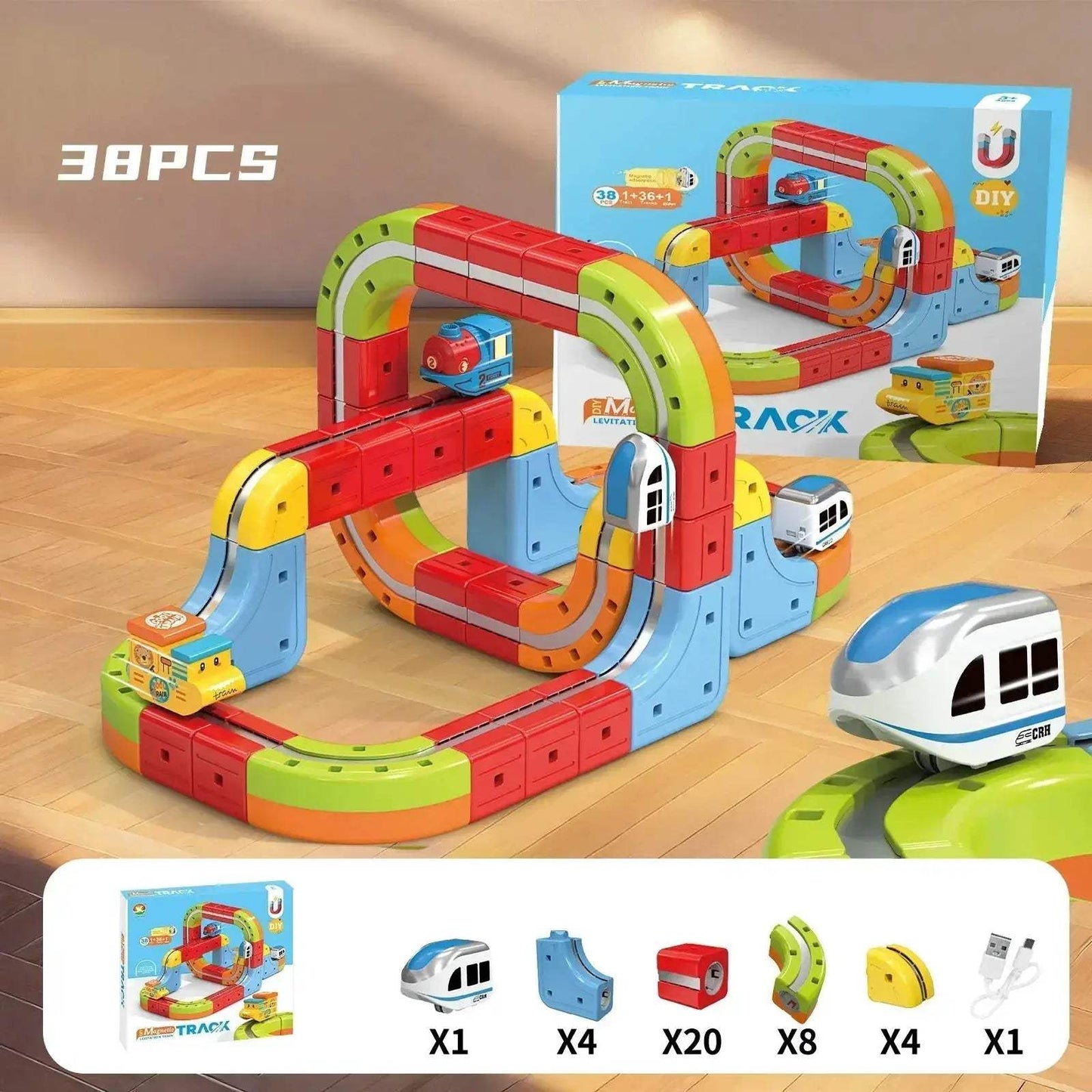 Magnetic Train Set Educational Building Kit With Flexible Track - ToylandEU
