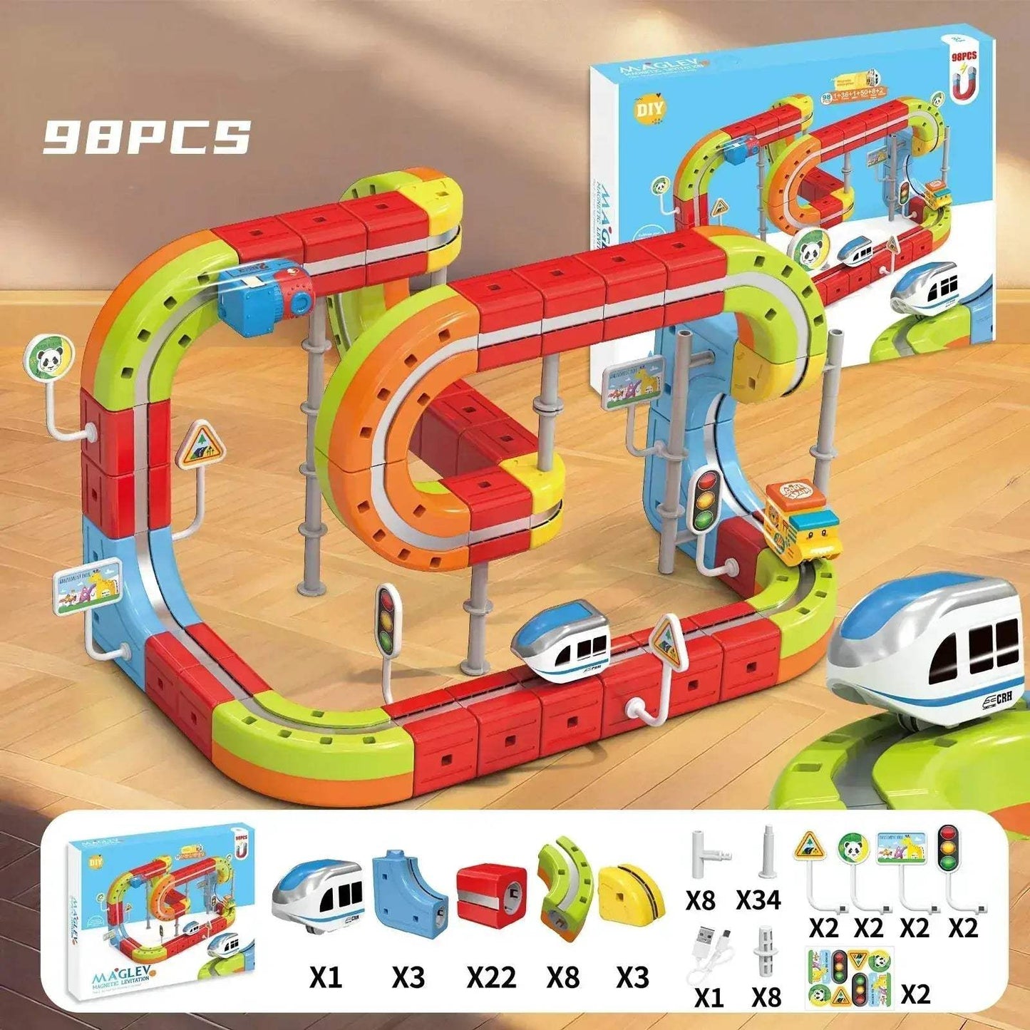 Magnetic Train Set Educational Building Kit With Flexible Track - ToylandEU
