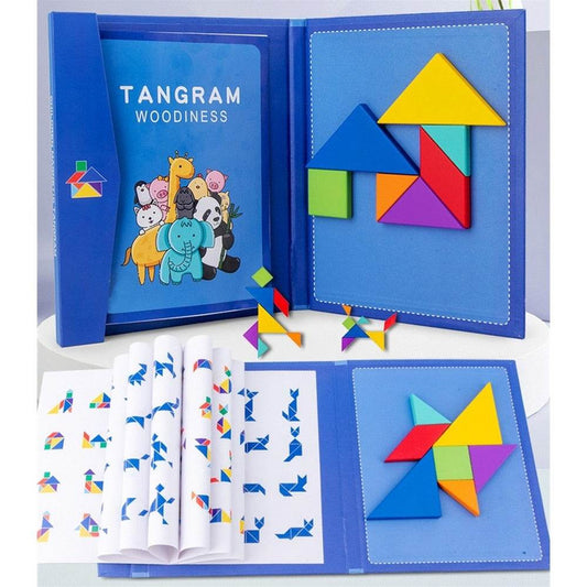 Magnetic Wooden 3D Tangram Puzzle & Drawing Board - Fun Learning Toy for Ages 3-6 - ToylandEU