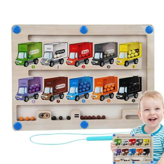 Magnetic Wooden Color & Number Maze - Fun Montessori Learning Toy - ToylandEU