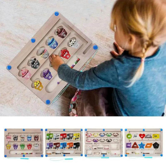 Magnetic Wooden Color & Number Maze - Fun Montessori Learning Toy - ToylandEU