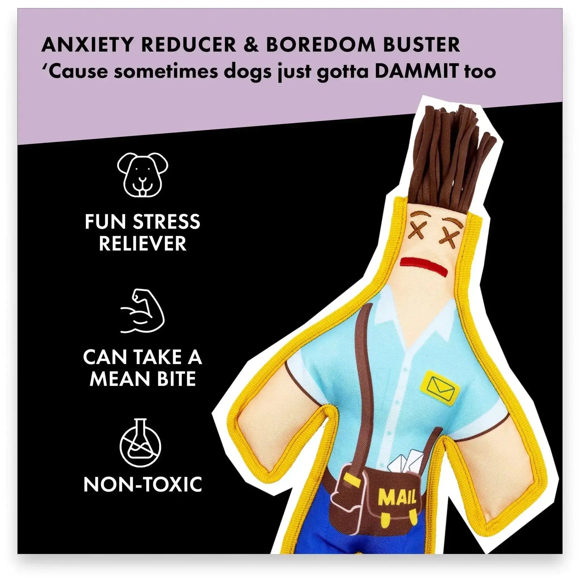 Mailman Squeaky Chew Toy - Dammit Dolls