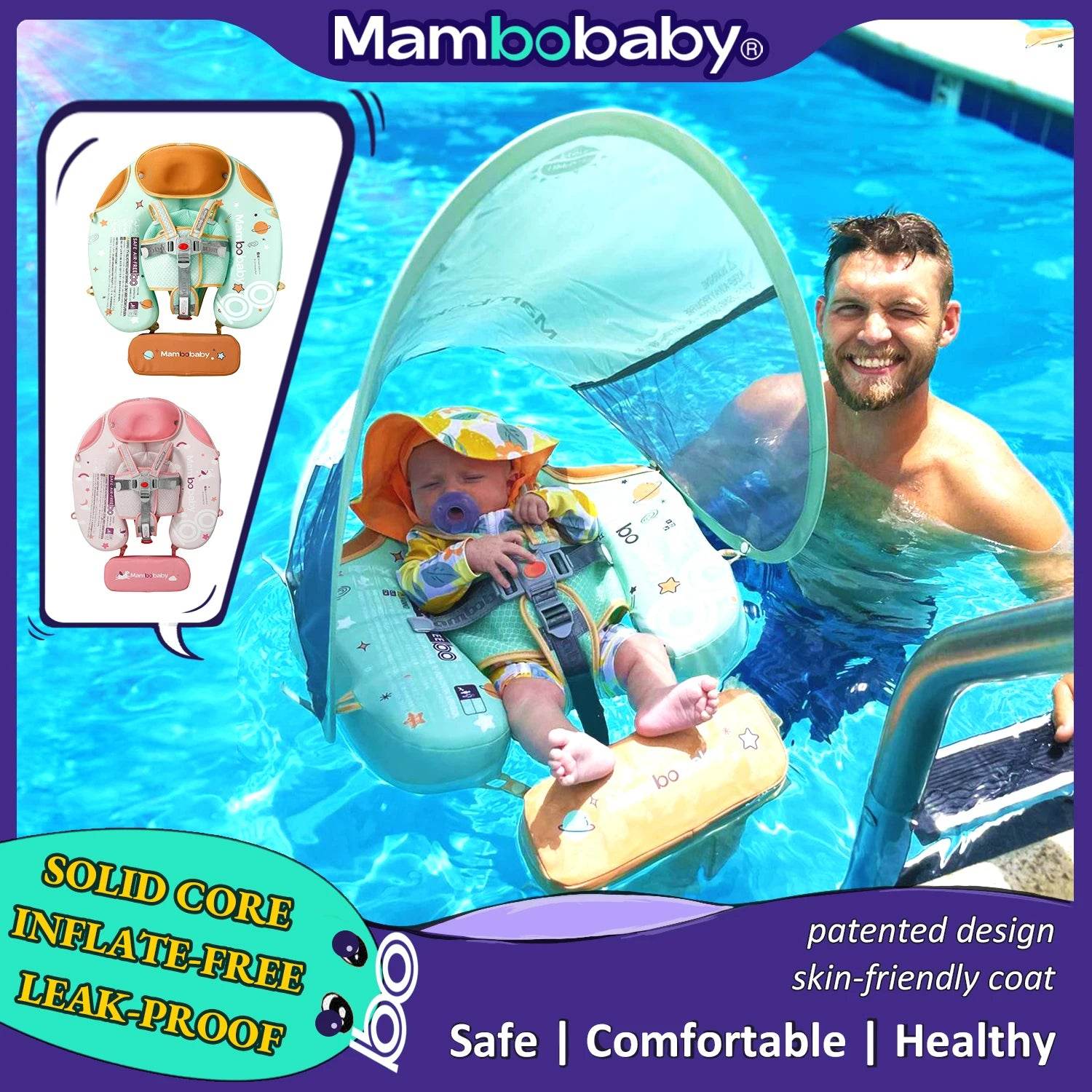 Mambobaby Baby Foldable Float Inflatable Free With Sun Canopy - ToylandEU