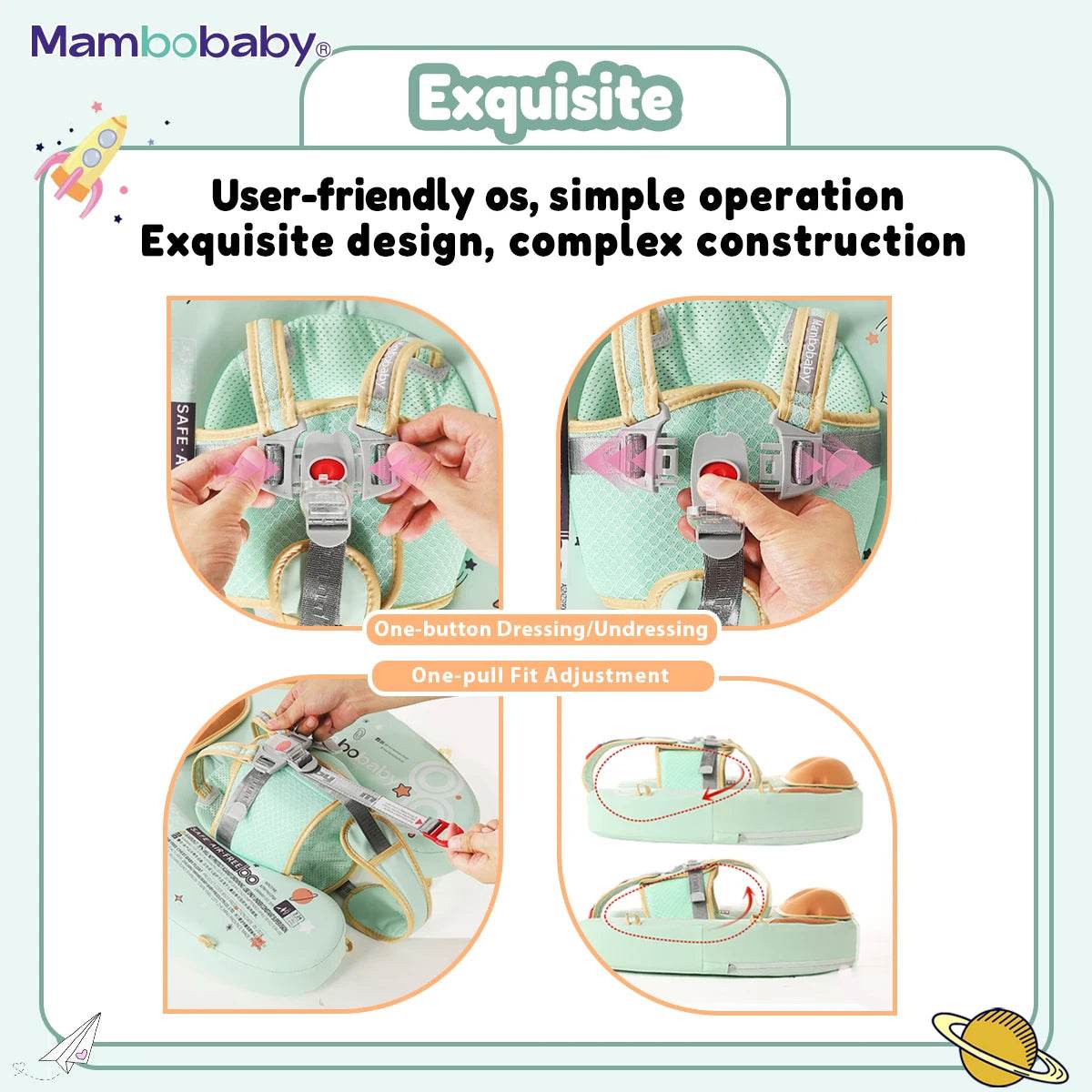 Mambobaby Baby Foldable Float Inflatable Free With Sun Canopy - ToylandEU