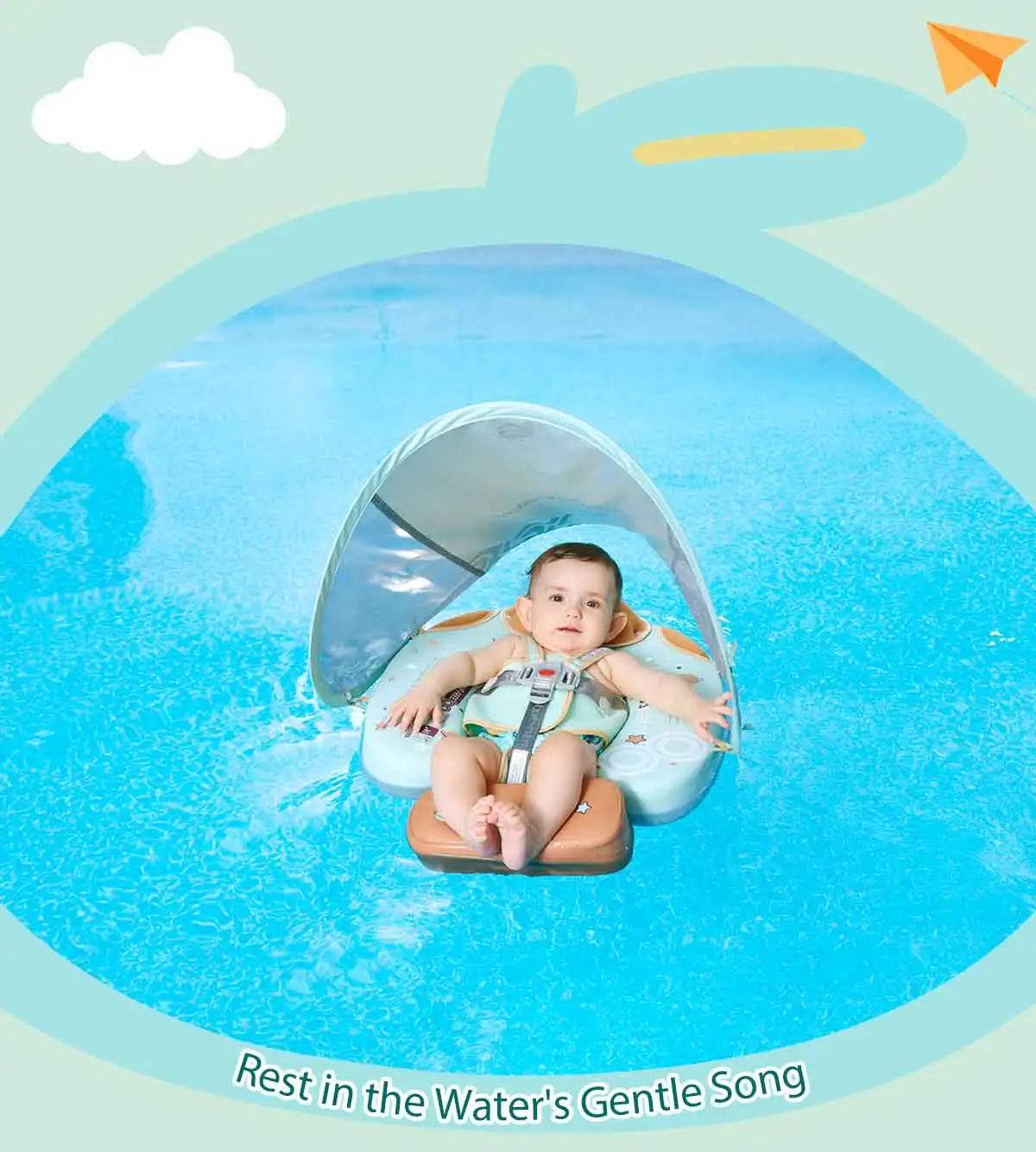 Mambobaby Baby Foldable Float Inflatable Free With Sun Canopy - ToylandEU
