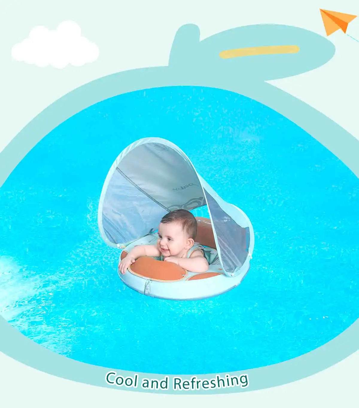 Mambobaby Baby Foldable Float Inflatable Free With Sun Canopy - ToylandEU