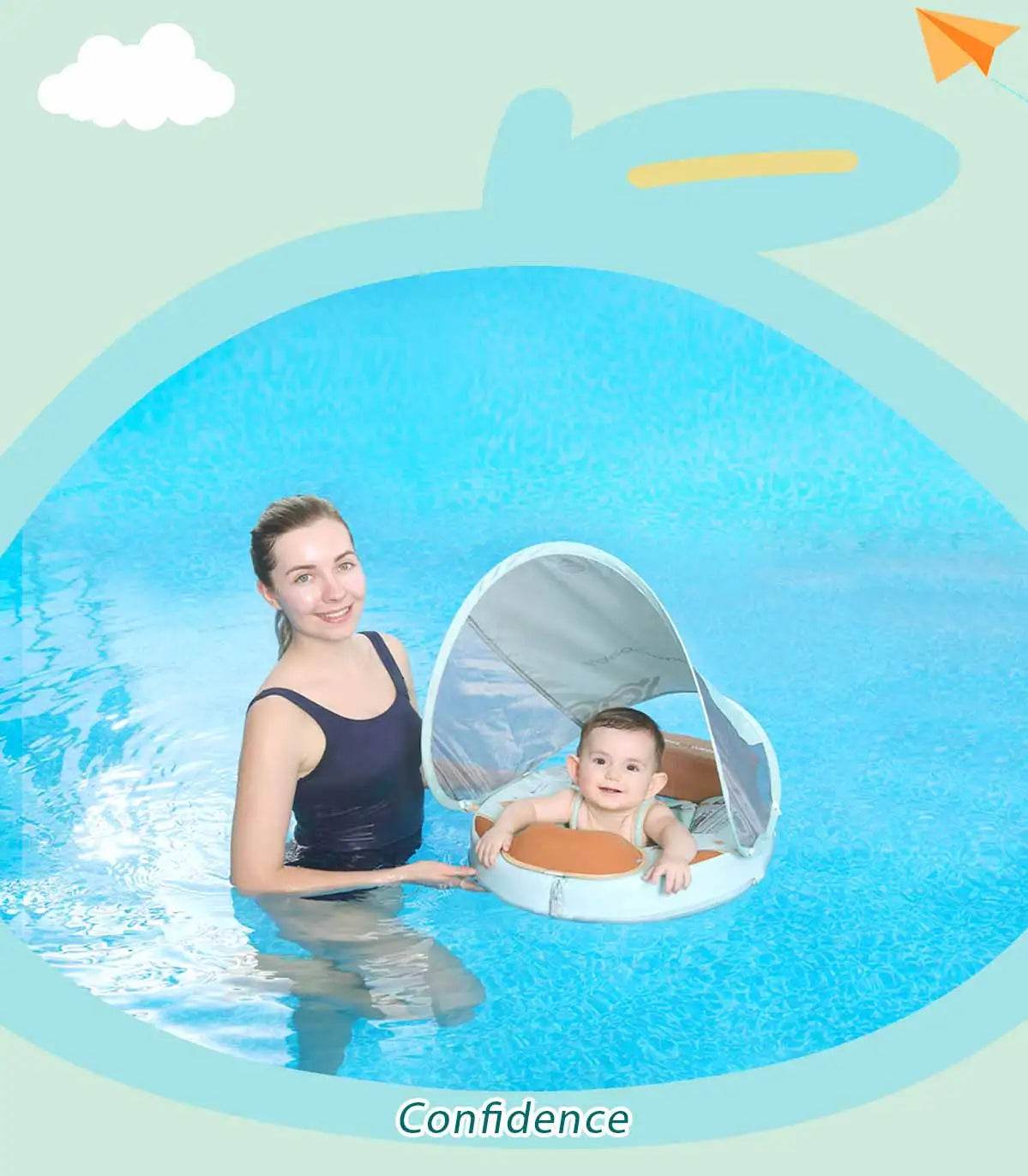 Mambobaby Baby Foldable Float Inflatable Free With Sun Canopy - ToylandEU