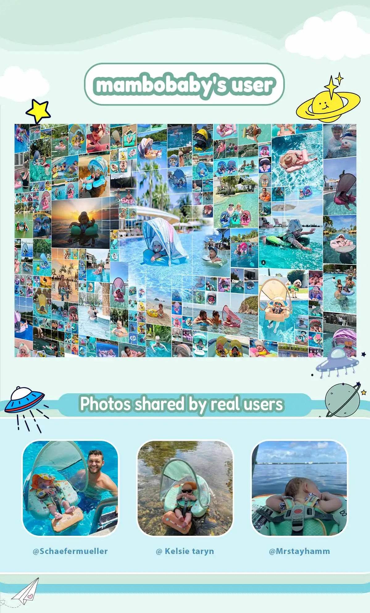 Mambobaby Baby Foldable Float Inflatable Free With Sun Canopy - ToylandEU