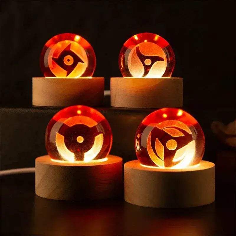 Mangekyo Sharingan Crystal Ball Set 7 PCS With LED Light Base, Naruto Shippuden Anime Figurines Night Lamps - ToylandEU