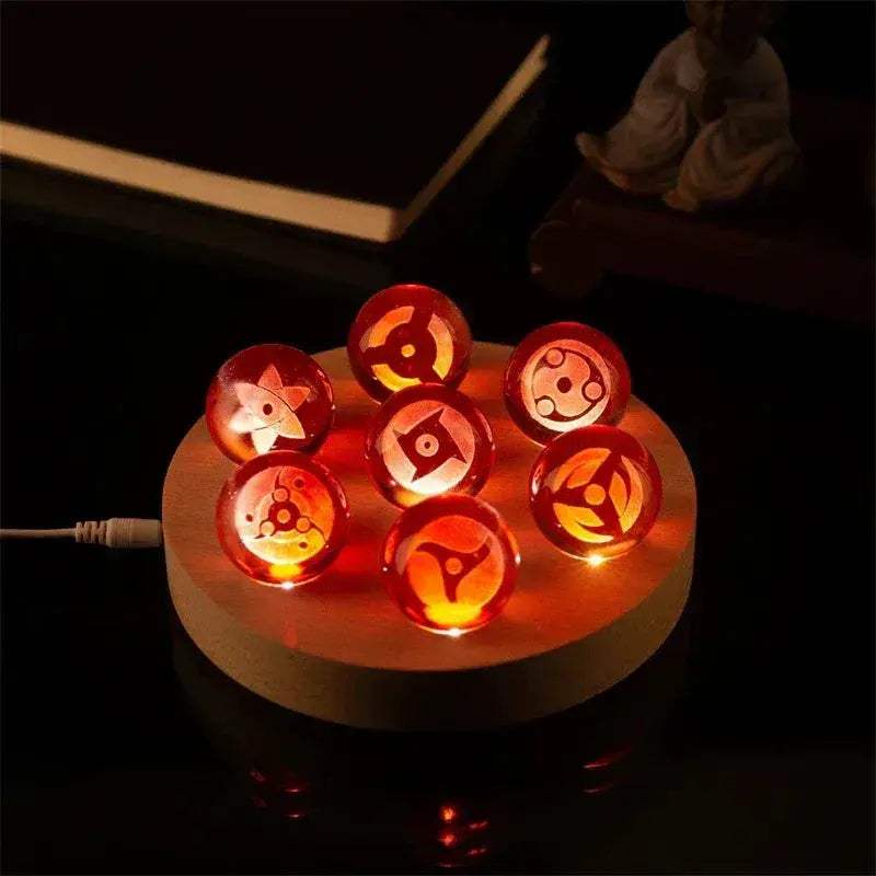 Mangekyo Sharingan Crystal Ball Set 7 PCS With LED Light Base, Naruto Shippuden Anime Figurines Night Lamps - ToylandEU