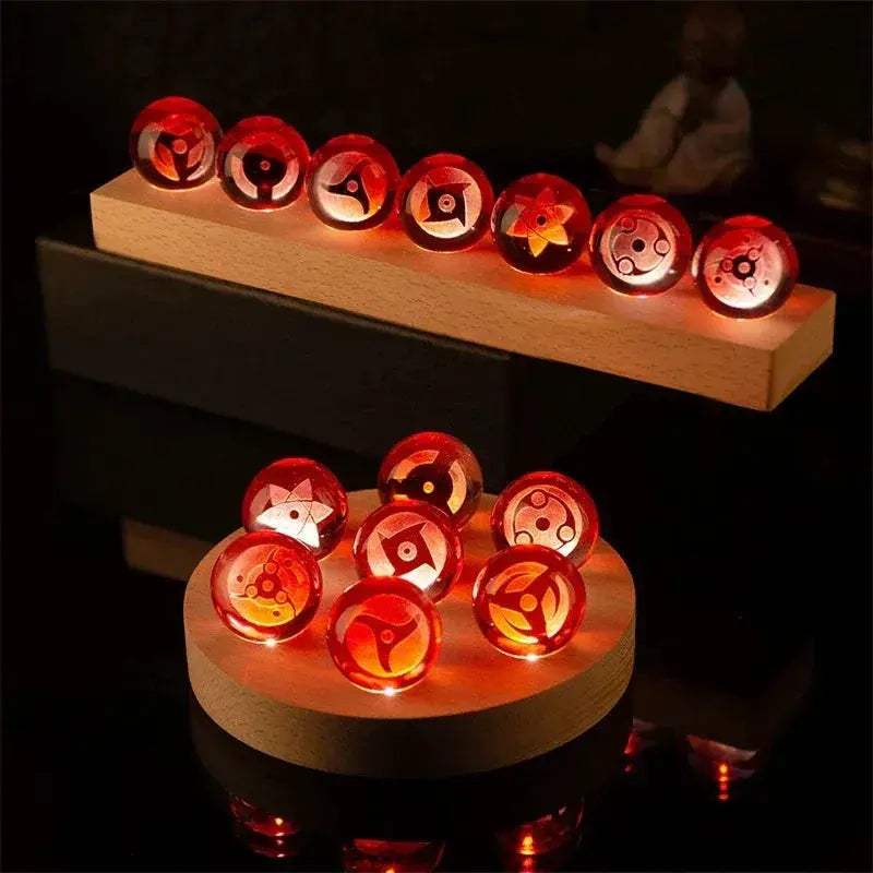 Mangekyo Sharingan Crystal Ball Set 7 PCS With LED Light Base, Naruto Shippuden Anime Figurines Night Lamps - ToylandEU