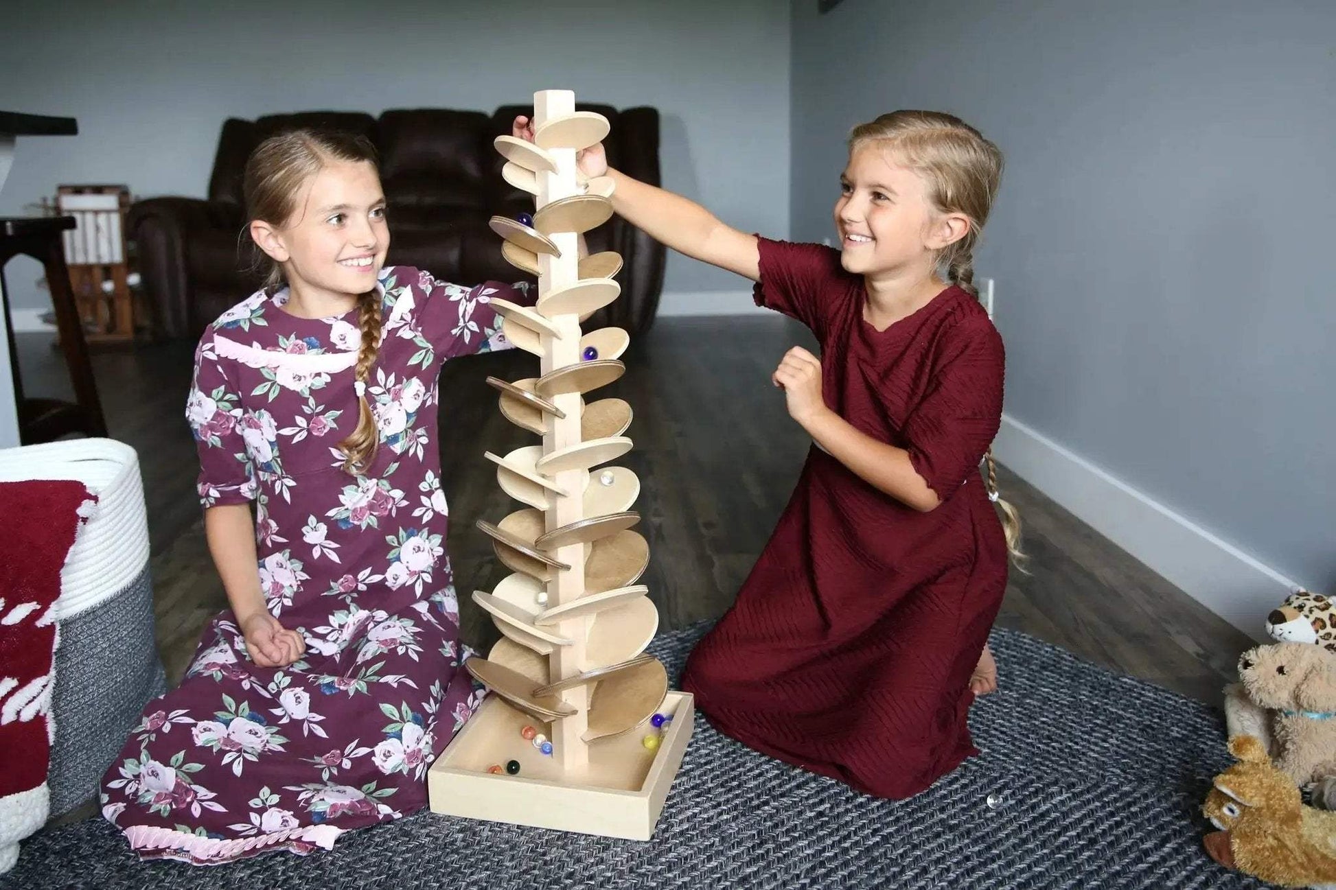 Marble Tree Wooden Toy - Child-Safe Finish - Pack of Marbles Included - ToylandEU