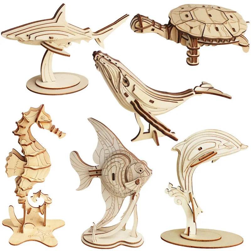 Marine Life Series 3D Wooden Puzzle Educational Toys for Kids - ToylandEU