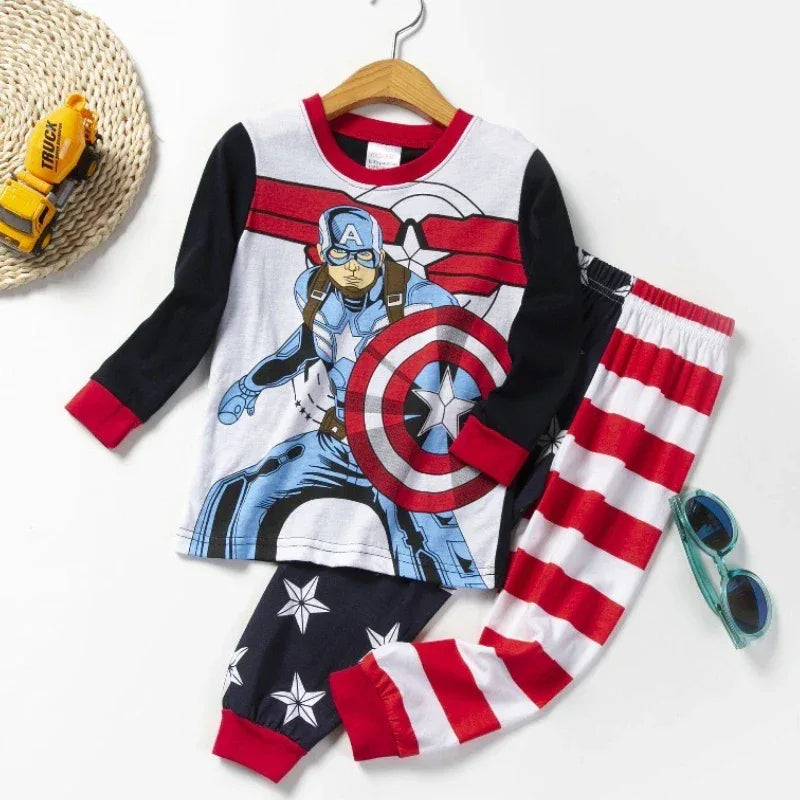 Marvel Captain America Boys Pajama Set 4 To 6Y Polyester Knit O Neck Pullover - ToylandEU