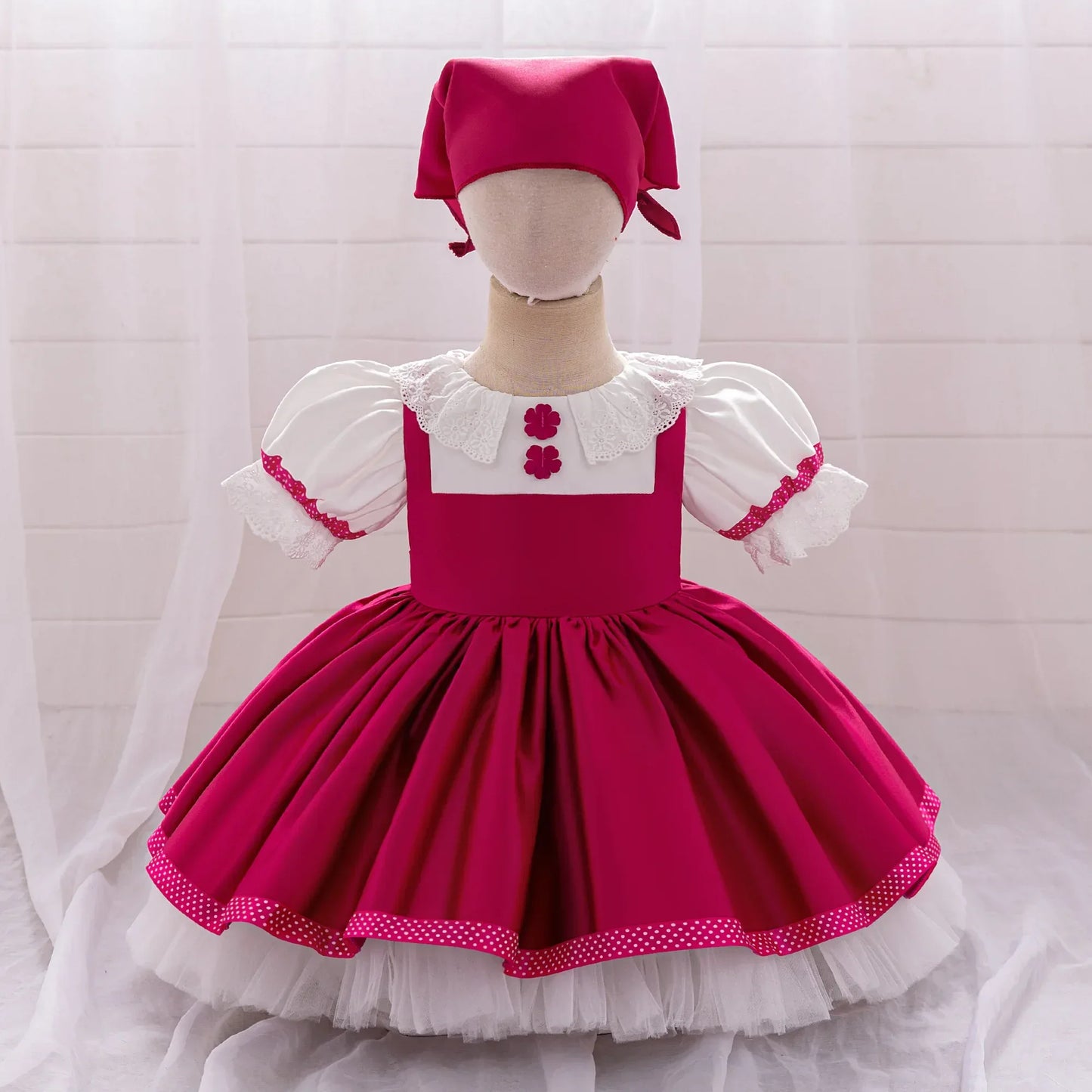 Masha And Bear Maid Costume With Bow For Baby Girls Party - ToylandEU