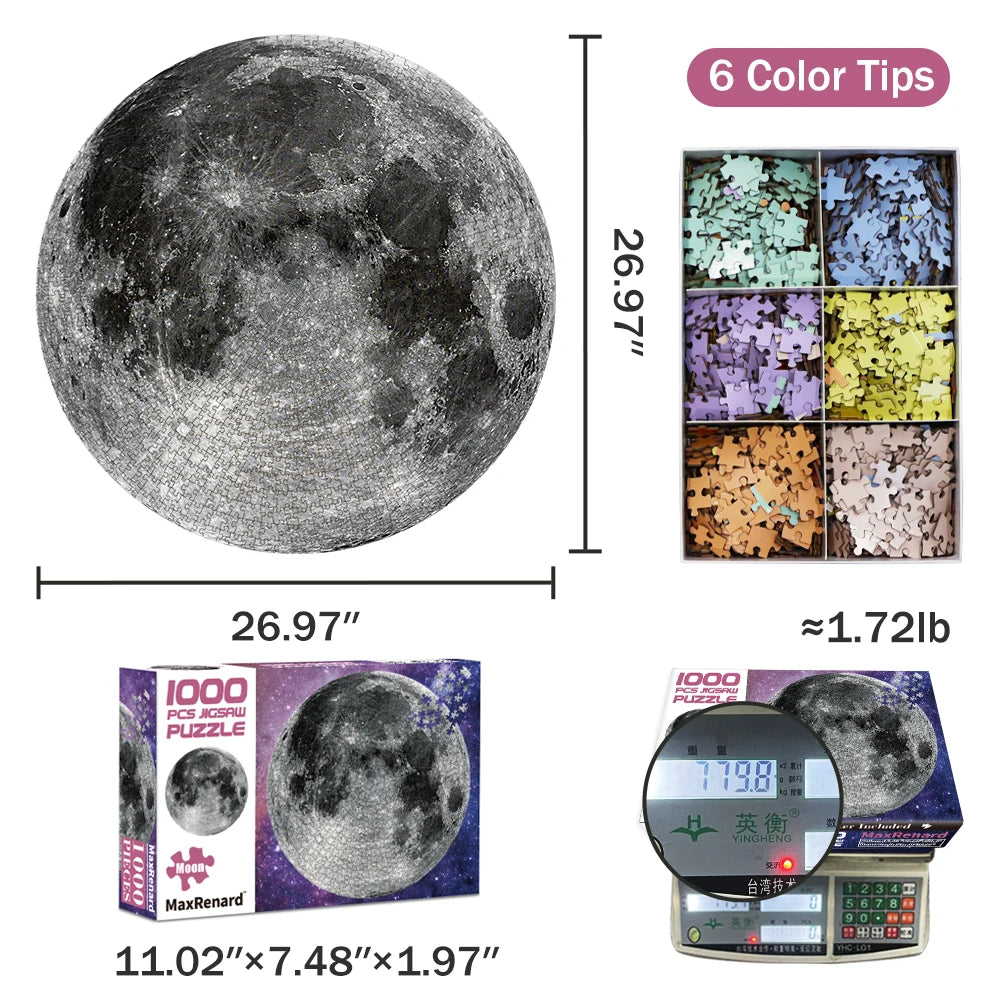 MaxRenard 1000-Piece Horoscope Jigsaw Puzzle - The Moon, 26.97" Round Puzzle for Home Wall Decoration, Perfect for Adults 14+ - ToylandEU