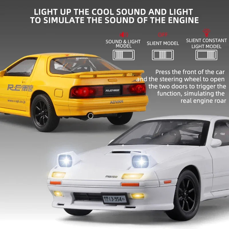 Mazda RX7 Diecast Alloy Model Car Sound and Light for Adults - ToylandEU