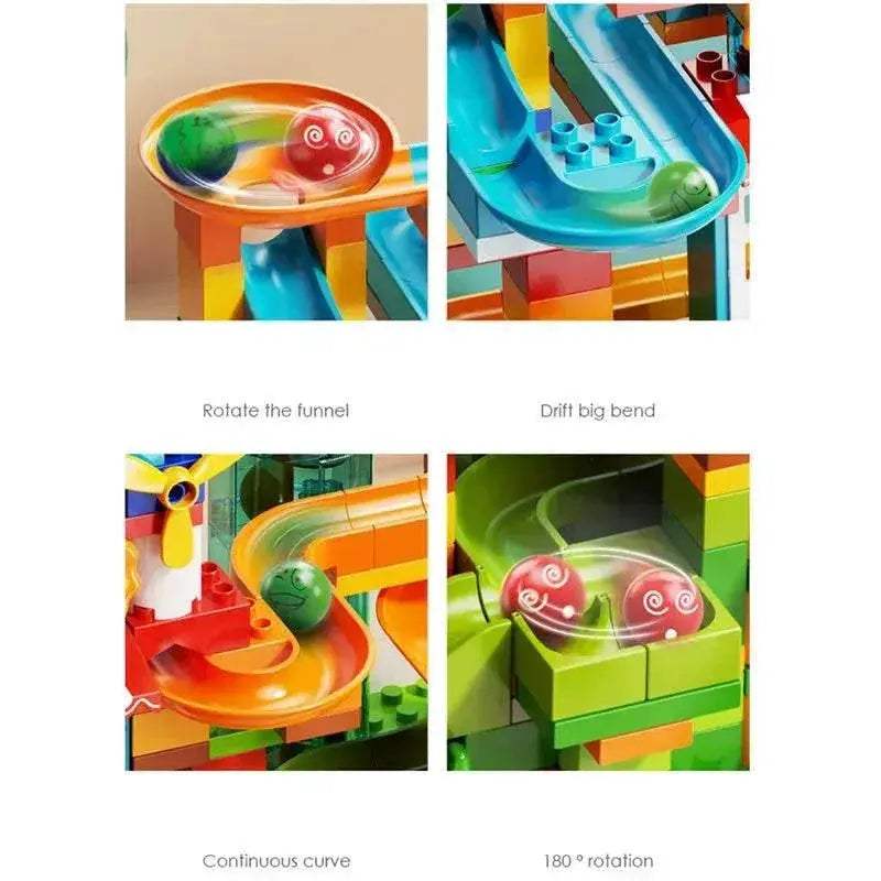  Maze Ball Path Building Blocks Set - 98 Piece Marble Race Educational  -  ToylandEU™