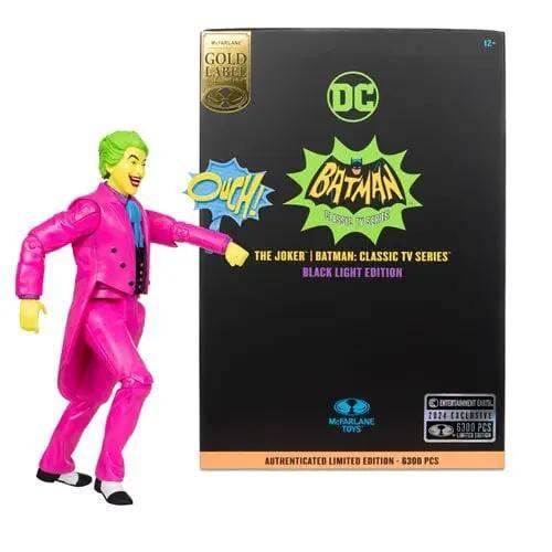 McFarlane Toys DC Retro The Joker Batman: Classic TV Series Black Light Gold Label 6-Inch Action Figure - Entertainment Earth Exclusive - ToyShnip