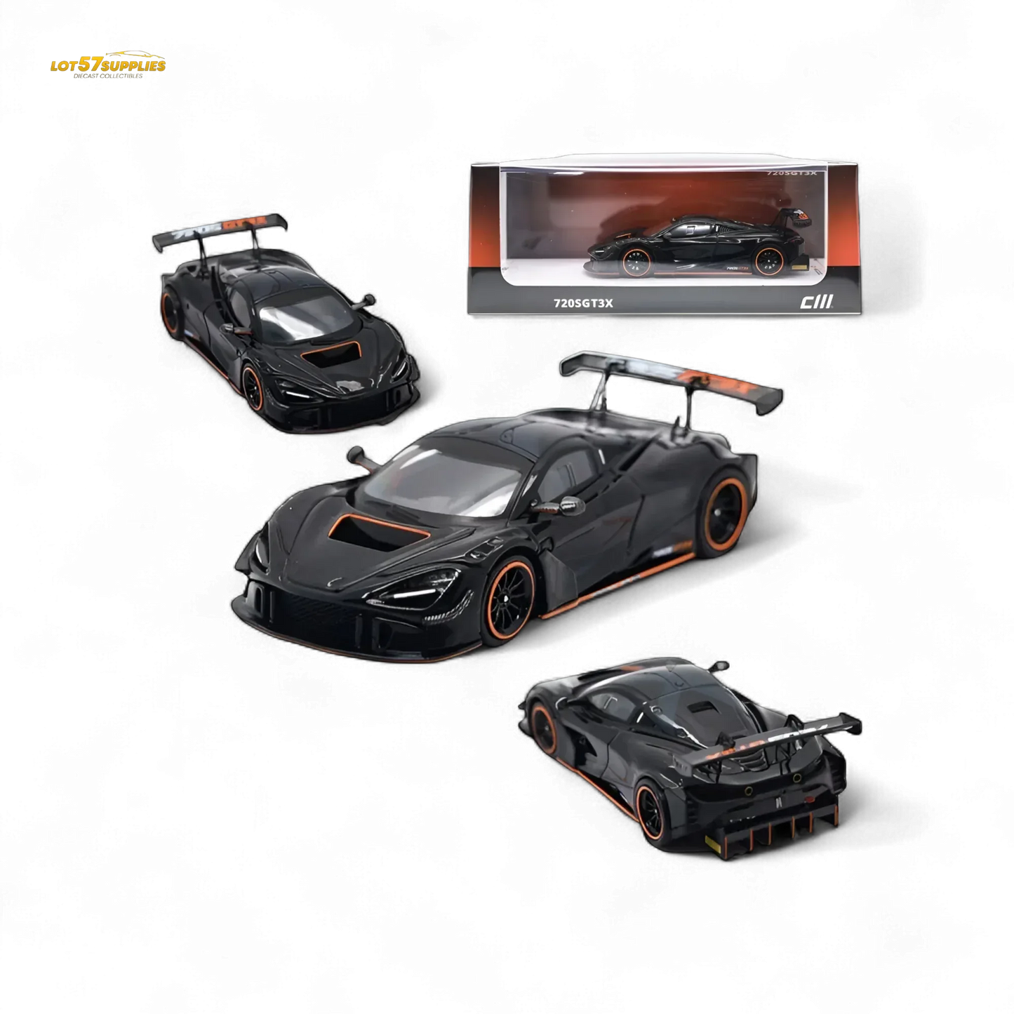 McLaren 720S GT3X Diecast Collectible 1:64 Black Finish - ToylandEU