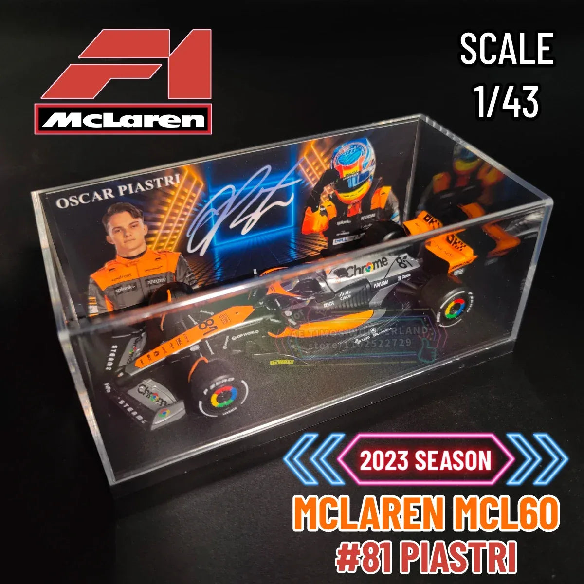 McLaren MCL60 F1 Diecast Model 1:43 Scale With Signature Display - ToylandEU