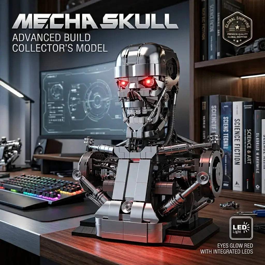  Mecha Skull Robot Building Blocks Desk Ornament Durable -  ToylandEU™