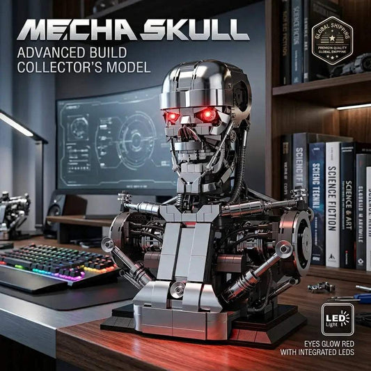 Mecha Skull Robot Building Blocks T800 Bust Desk Ornament - ToylandEU