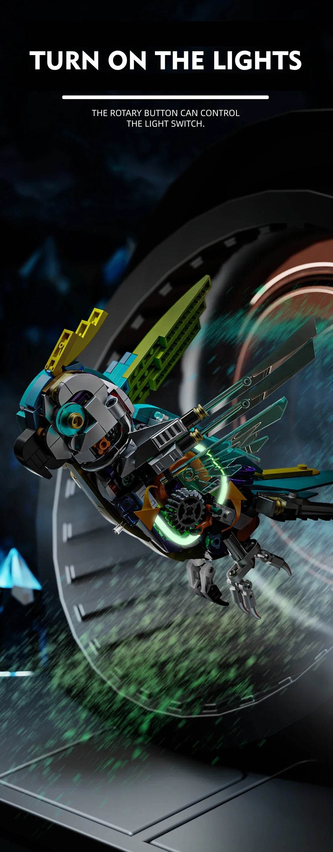 Mechanical Animal Building Blocks Parrot Eagle Whale Beetle Model Bricks With Light Display Kids Toys Gifts - ToylandEU