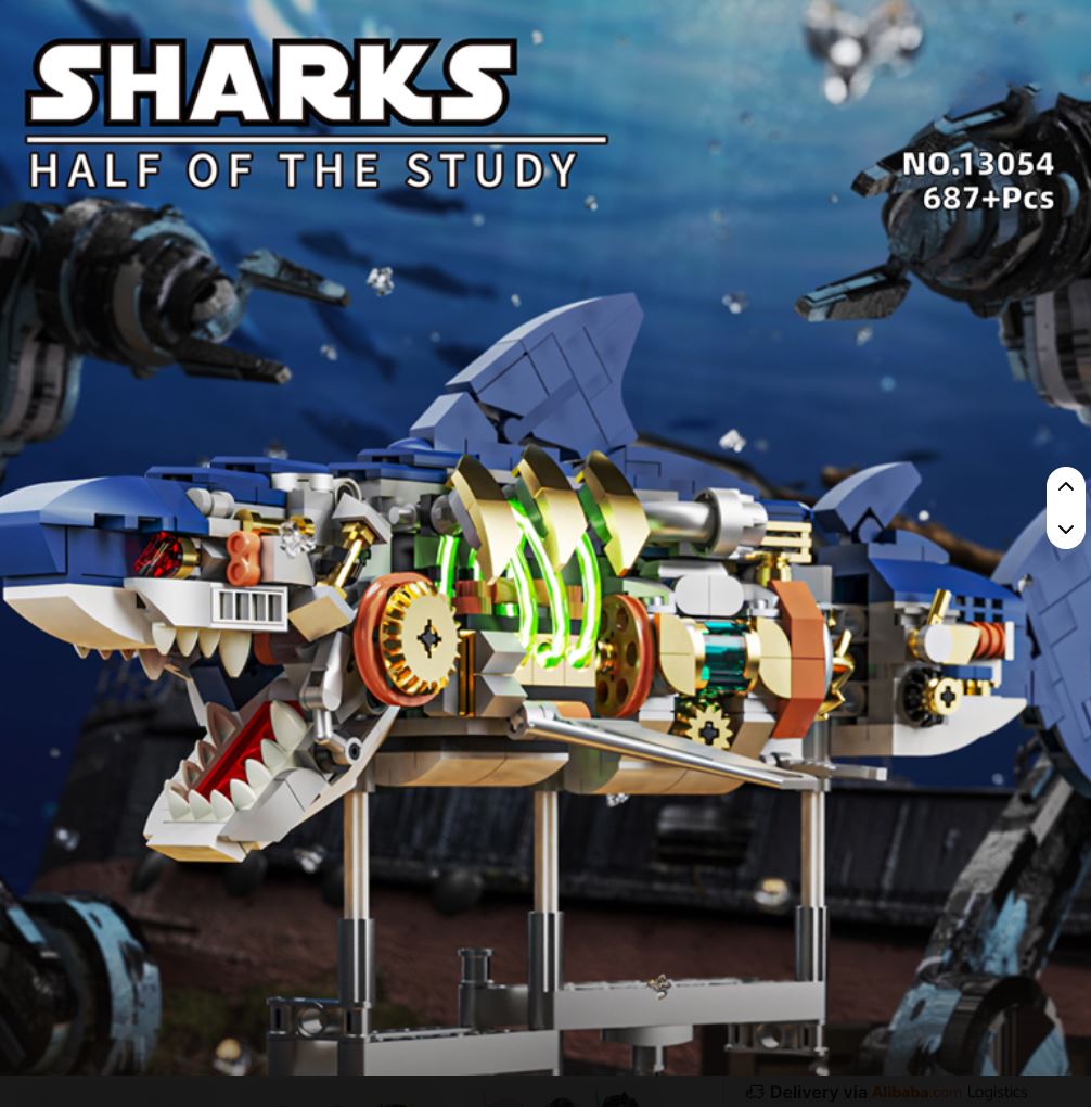 Mechanical Shark Building Blocks Set for Creative STEM Fun