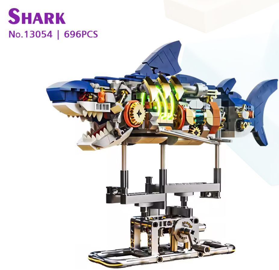 Mechanical Shark Building Blocks Set for Creative STEM Fun