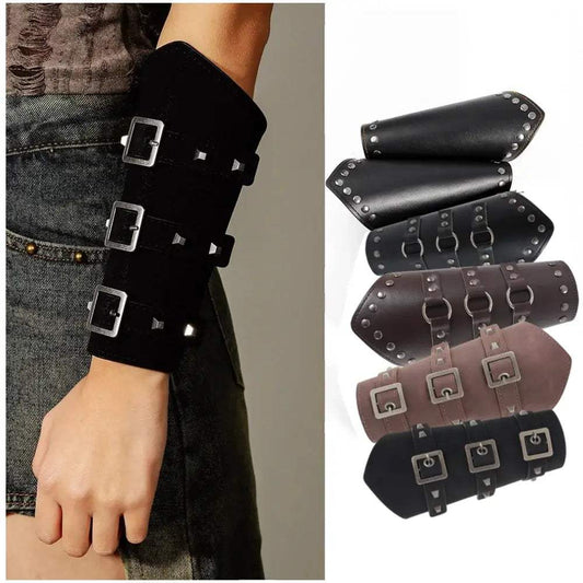 Medieval Men Cosplay Arm Warmers Lace-up Vintage Pirate Knight Gauntlet Wristband Bracer Adjustable Accessories - ToylandEU