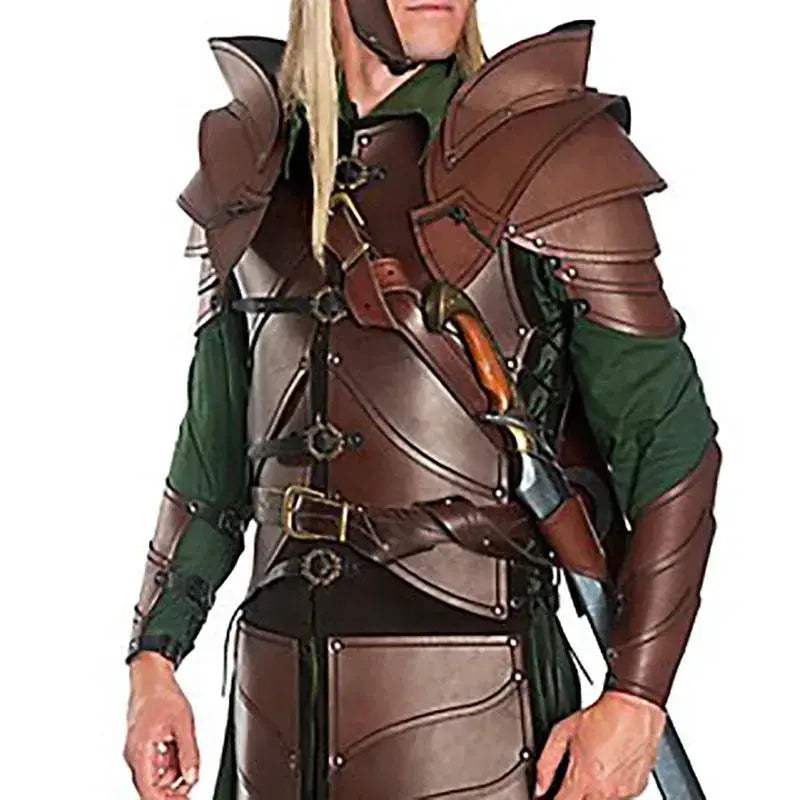 Medieval Knight Double Shoulder Armor PU Leather Pauldrons - ToylandEU