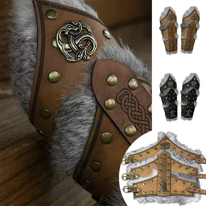Medieval Leather Arm Guards For Cosplay Unisex Bracers - ToylandEU