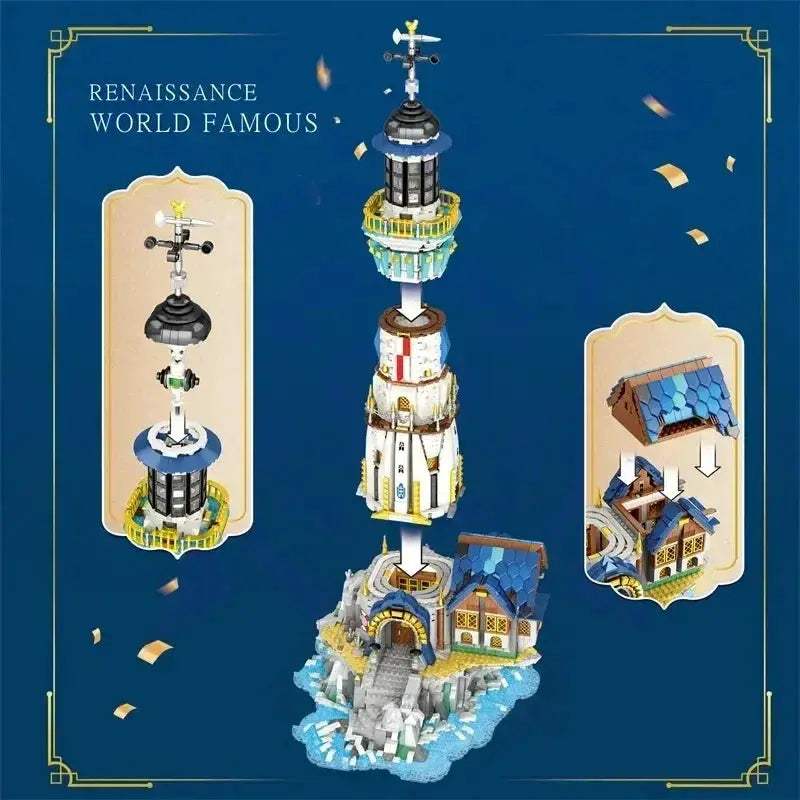 Medieval Lighthouse Building Blocks Set For Desktop Decoration - ToylandEU