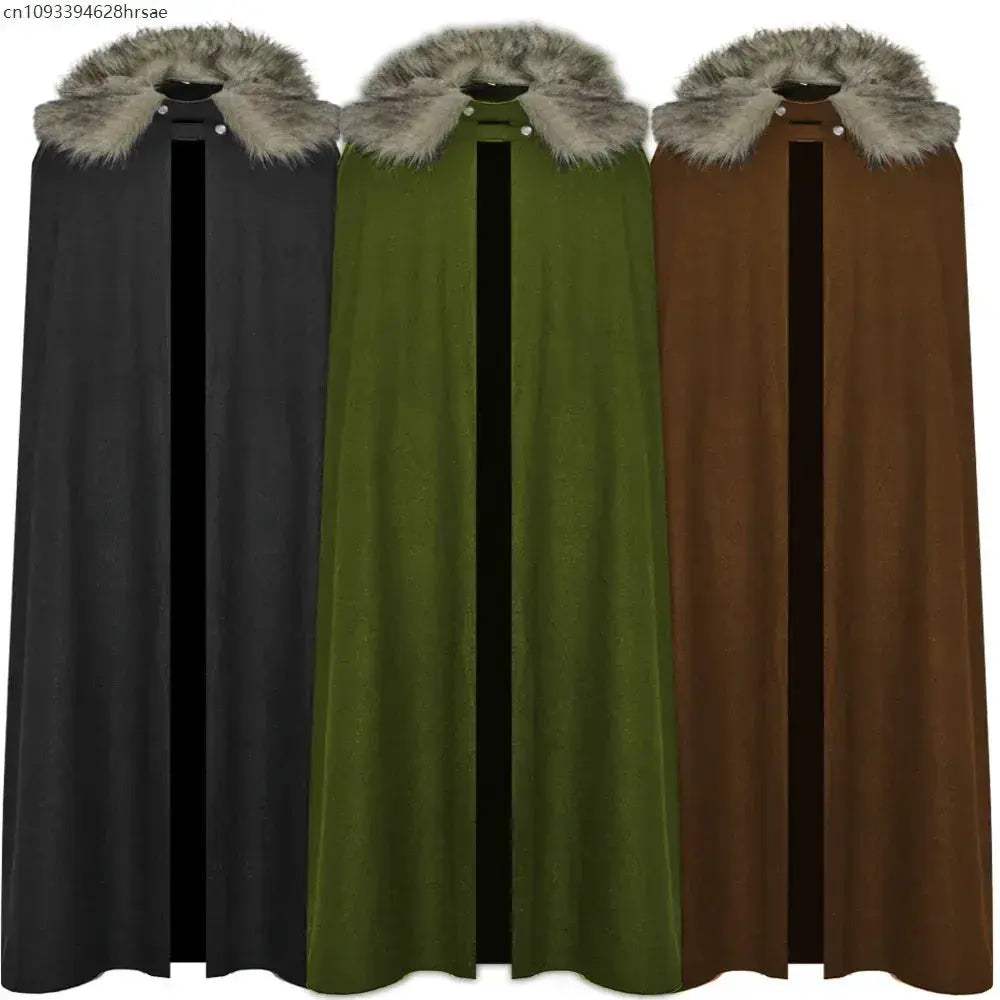 Medieval Viking Cape Coat With Fur Collar For Costume - ToylandEU