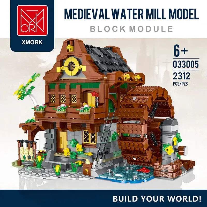 Medieval Water Mill Building Blocks Set Educational City Architecture - ToylandEU