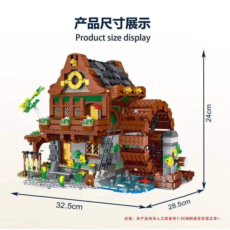 Medieval Water Mill Building Blocks Set Educational City Architecture - ToylandEU