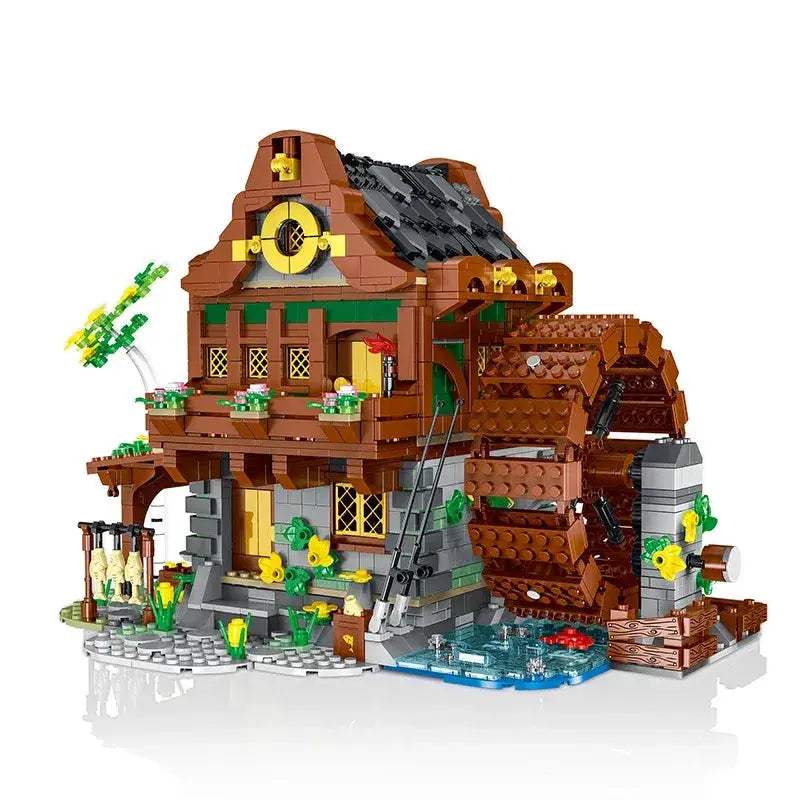 Medieval Water Mill Building Blocks Set Educational City Architecture - ToylandEU