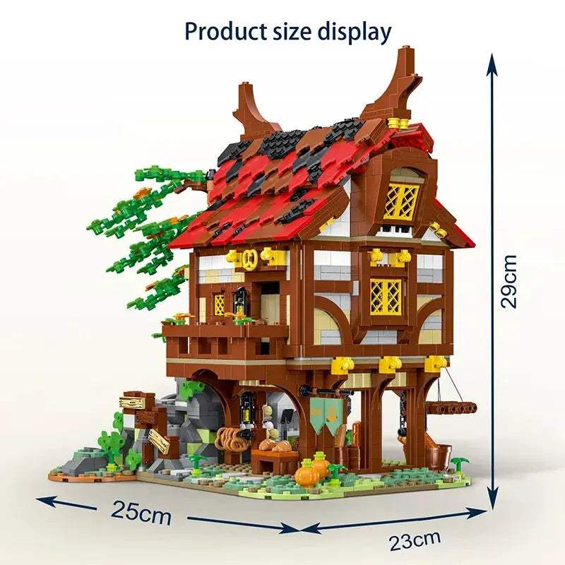 Medieval Water Mill Building Blocks Set Educational City Architecture - ToylandEU