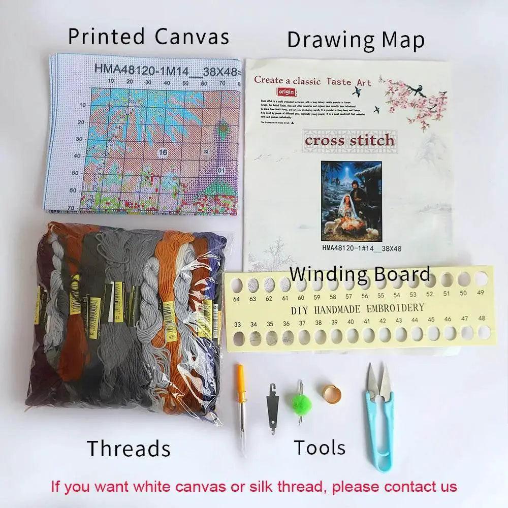  Meian 11CT DIY Cross Stitch Embroidery Kit - Cotton Thread Needlework Craft Set for Stunning Home Decor -  ToylandEU™
