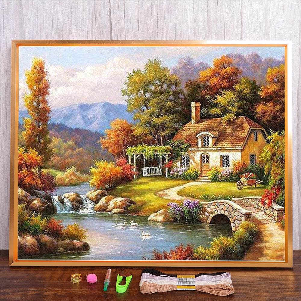 Meian 11CT DIY Cross Stitch Embroidery Kit - Cotton Thread Needlework Craft Set for Stunning Home Decor - ToylandEU