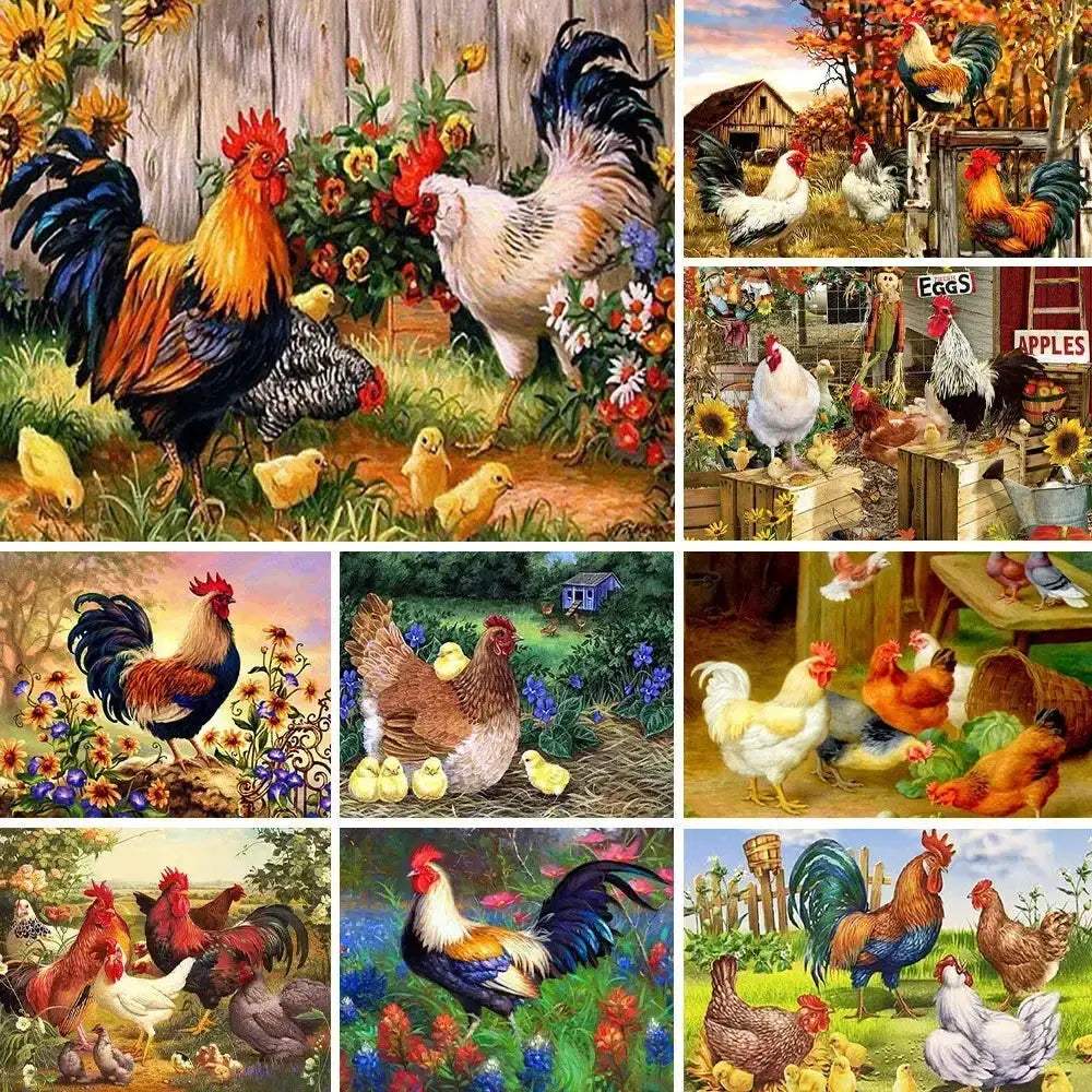 Meian Chicken DIY Cross Stitch Kit 11CT Printed Canvas Embroidery - ToylandEU