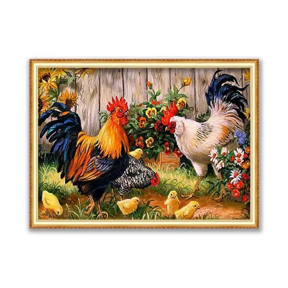Meian Chicken DIY Cross Stitch Kit 11CT Printed Canvas Embroidery - ToylandEU