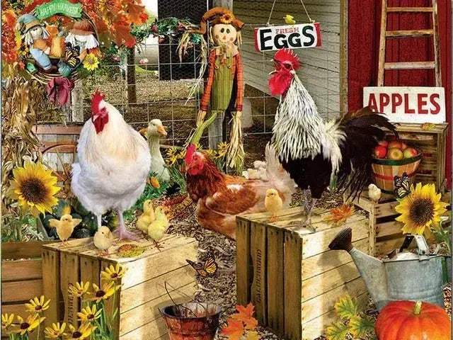 Meian Chicken DIY Cross Stitch Kit 11CT Printed Canvas Embroidery - ToylandEU