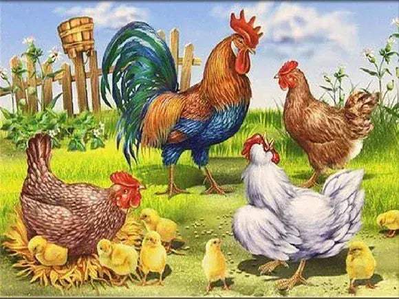 Meian Chicken DIY Cross Stitch Kit 11CT Printed Canvas Embroidery - ToylandEU