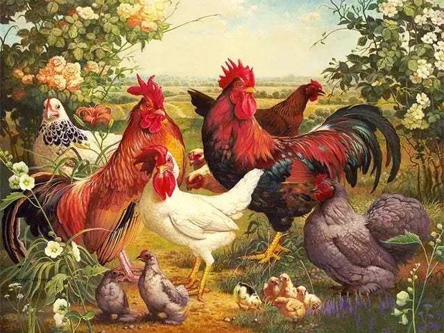 Meian Chicken DIY Cross Stitch Kit 11CT Printed Canvas Embroidery - ToylandEU