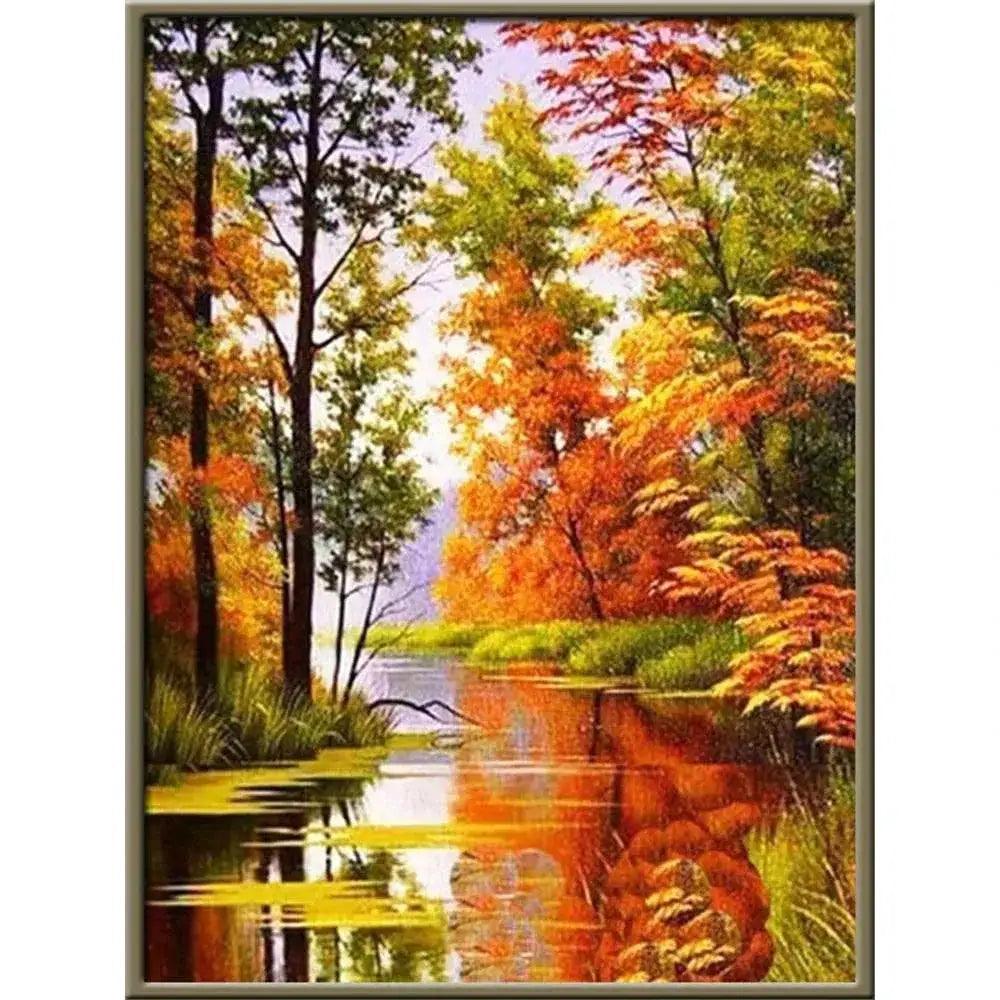  Meian Cotton Thread Printed Canvas Cross Stitch Embroidery Kits - Tree Landscape DIY Needlework for Home Decor and Gifting -  ToylandEU™
