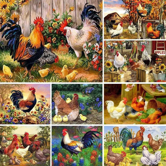  Meian DIY Cross Stitch Chicken Embroidery Kit - 11CT Needlework Craft Set for Home Decoration -  ToylandEU™
