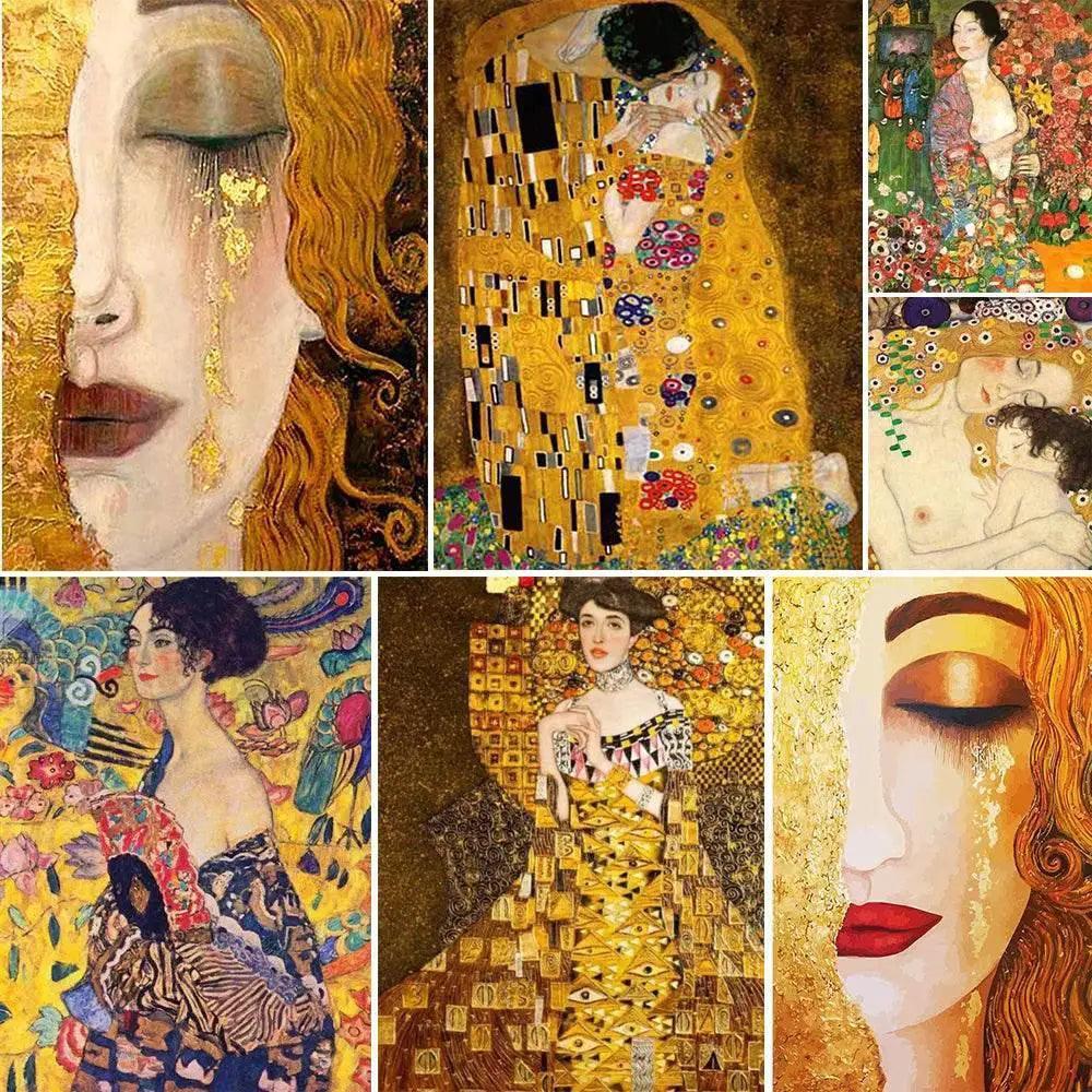  Meian Klimt Inspired 11CT Cross Stitch Embroidery Kit - DIY Needlework Set with Printed Canvas and Cotton Threads for Home Decor -  ToylandEU™